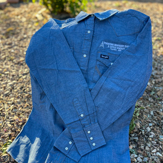 Tombstone Monument Ranch Ladies Denim Wrangler Shirt