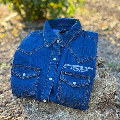 Tombstone Monument Ranch Ladies Denim Wrangler Shirt